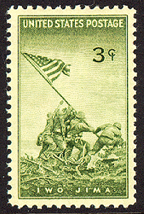 stampMarines raising U.S. flag on Mt. Suribachi, Iwo Jima