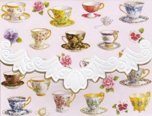 Carol Wilson Teacups Embossed Note Card Set