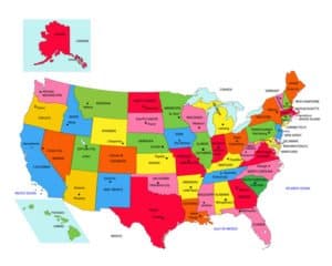 Map of USA 50 States with State Names