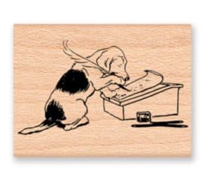 Letter Writing Dog Mountainside Crafts Rubber Stamp