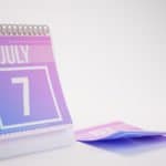 3D Rendering Trendy Colors Calendar on White Background - July 7