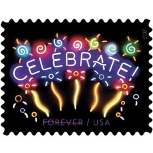 Neon Celebrate! Forever Stamp