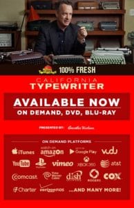 California Typewriter Movie now available On Demand, DVD, and Blu-Ray