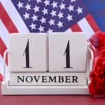 Veterans Day 2017 Vintage style wood block calendar for November 11, USA ID 60917020 © Amarosy | Dreamstime