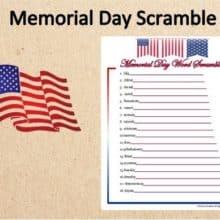 Memorial Day Word Scramble Printable Activity