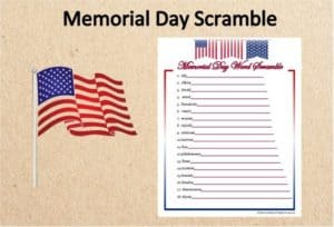 Memorial Day Word Scramble Printable Activity