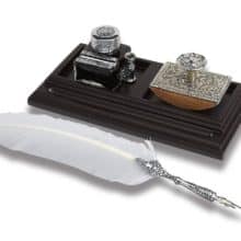 This Desk Organizer Bundle Contains Quill Pen Inkwell & Blotter