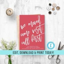 Printable Moving Announcement for Mailing