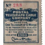 Read more about the article Telegraph Stamps – 1908 Postal Telegraph-Cable Company