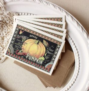 Sunshine and Ravioli Pumpkin Seed Label Note Card Set