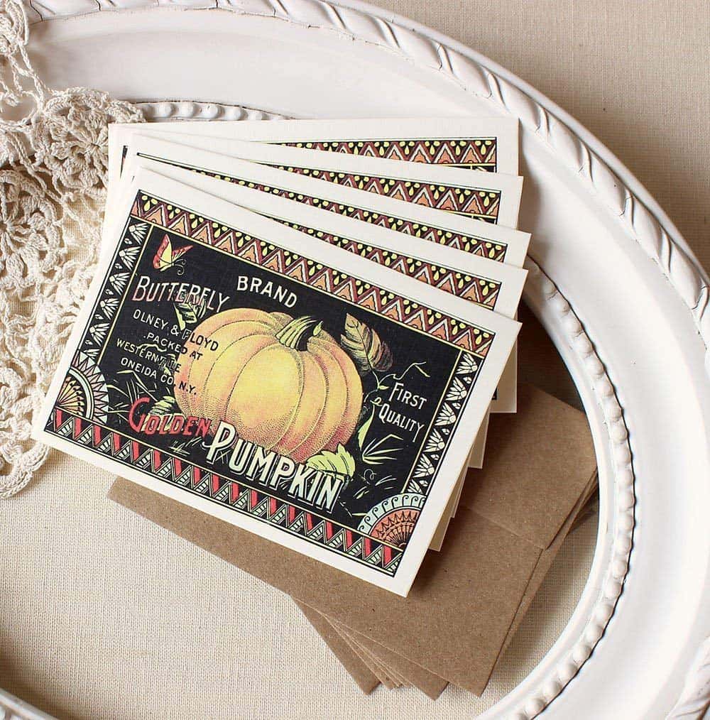 Sunshine and Ravioli Pumpkin Seed Label Note Card Set