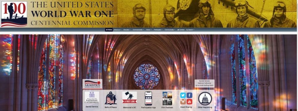 2018November11 Partial screenshot of The United States World War One Centennial Commission website