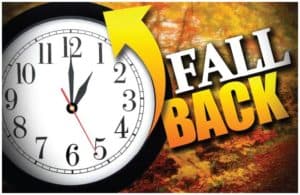 Time Change Postcards Fall Back Clock