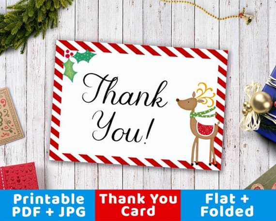 Christmas Thank You Notes Printable