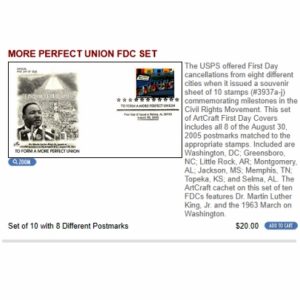 More Perfect Union FDC Set The Washington Press