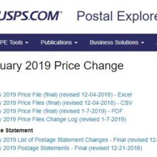 Postal Explorer 2019 January 27 USPS Price Change Summary