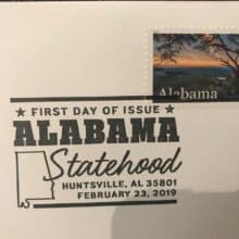 Alabama Statehood Forever Stamp First Day of Issue Today