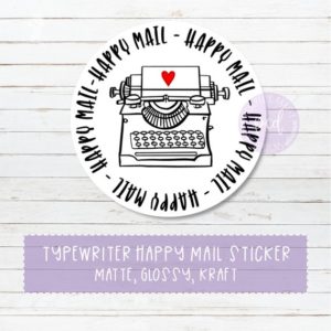 PurpleCarrotDesigns Happy Mail Sticker - Typewriter Happy Mail Sticker