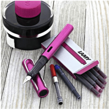 Lamy AL-Star Vibrant Pink Fountain Pen and Ink Gift Set at Goldspot Pens