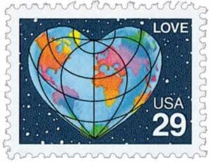 USA-2535 USPS Heart Shaped Globe 1991 29¢ Love Series