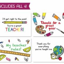 RSVPrintables School Teacher Card Bundle