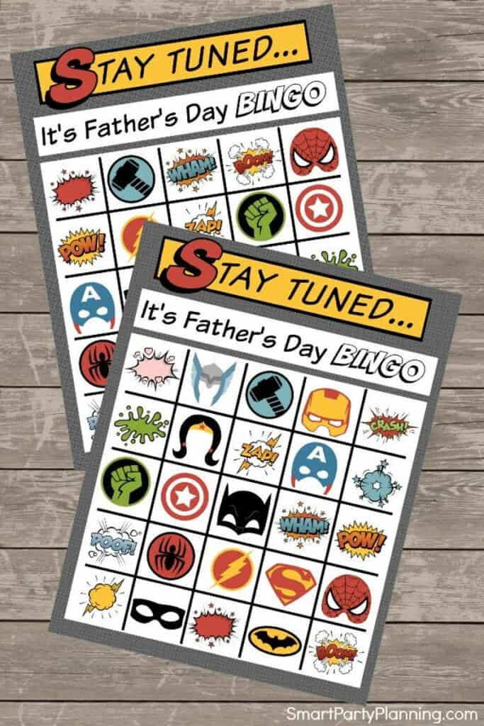 Superhero Bingo Fathers Day Printable Etsy Smart Party Planning