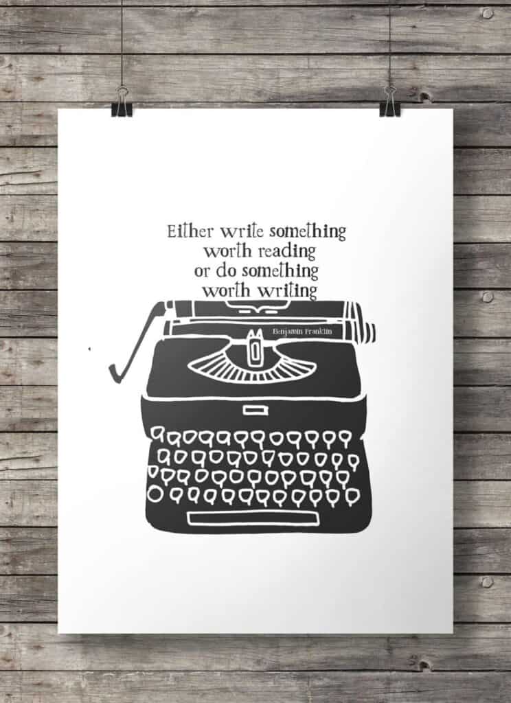 Benjamin Franklin Quote Vintage Typewriter