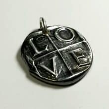 Wax Seal Pendant LOVE stamp design silver charm