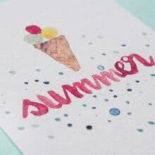 Summer Postcard Hand Painted Motifs Ice Cream
