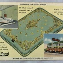 Secondhand Lions & Vintage Advertising Postcard Direct Mattress Co