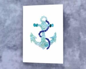 Sea Glass Anchor Note Card Stationery