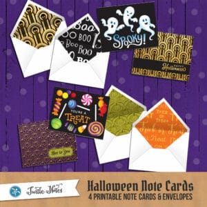 TurtleNotes Printable Halloween Note Cards Set