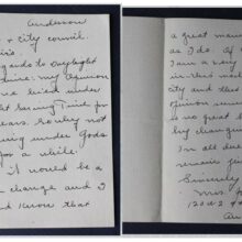 eBay listing for a 1940s Daylight Savings handwritten letter to Anderson, Indiana Mayor