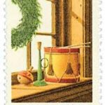 Read more about the article Contemporary Christmas Stamp 1980 Wreath and Toys on Window