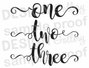 One Two Three Cursive script printable