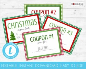 Gingham Editable Christmas Coupon book