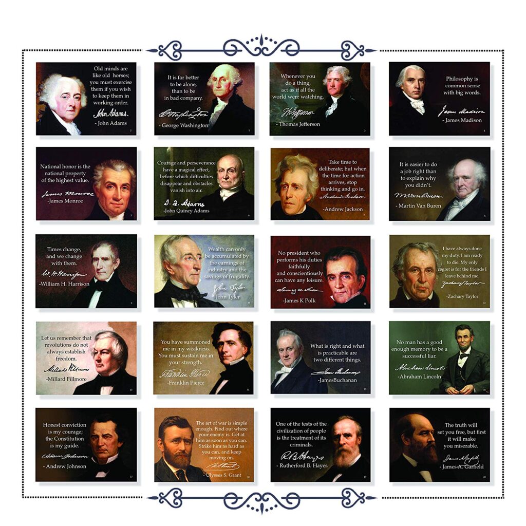 US Presidents Quote Flash Cards