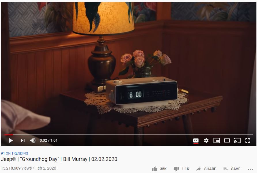 Bill Murray Groundhog Day Jeep SuperBowl Ad