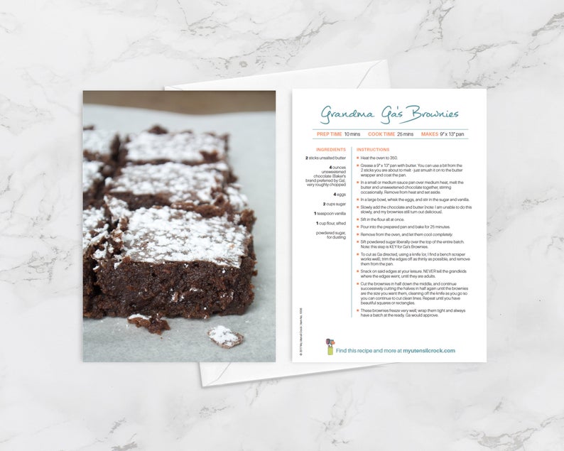 MyUtensilCrock Recipe Greeting Cards Chocolate Brownies