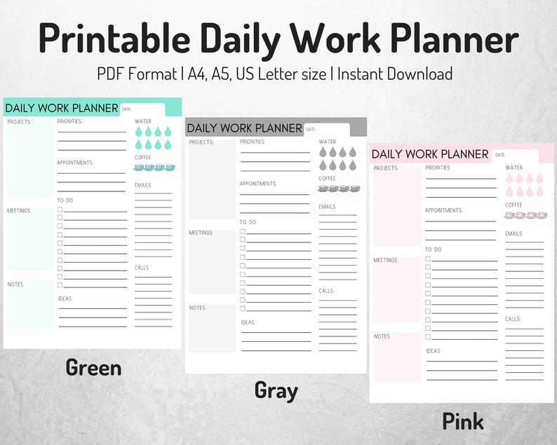 Daily Work Planner Printable