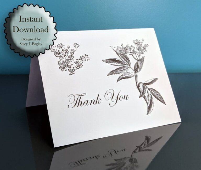 Elderberry Flower Thank You Card Printable