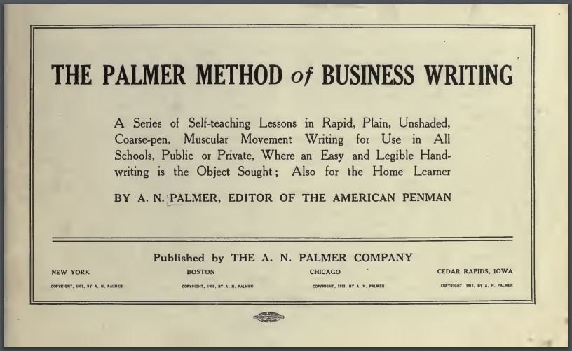 Palmer Method of Business Writing Self Teaching Lessons