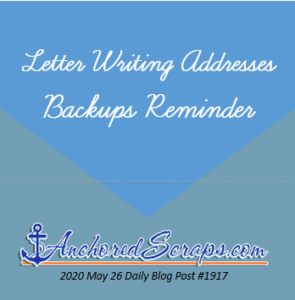 Letter Writing Addresses Backups