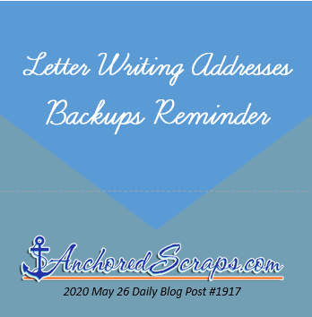 Letter Writing Addresses Backups