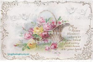 CottageRoseGraphics May Roses Bloom Vintage Postcard