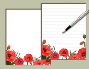 Poppies Floral Printable Stationery SydneyLeeStationery