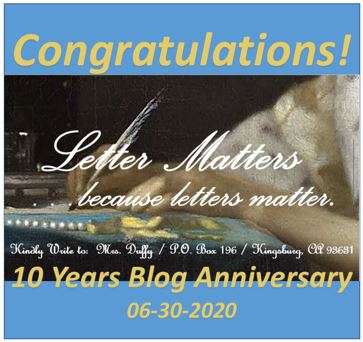 Congratulations Letter Matters Blog on 10 Years Anniversary