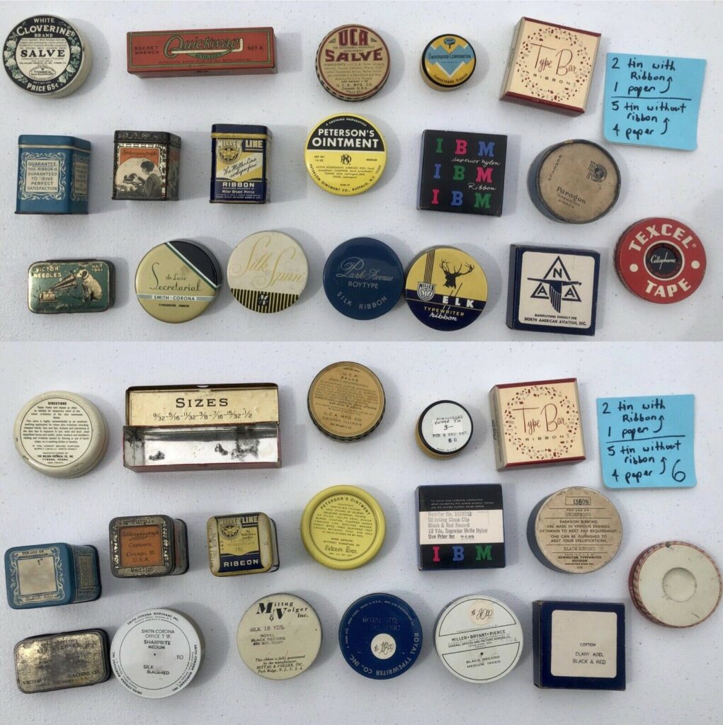 Vintage Typewriter Ribbon Tin Collection