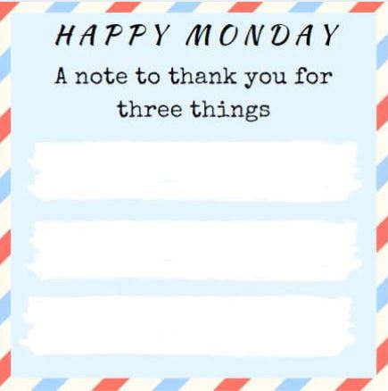 Happy Monday Thank You Printable image of downloadable pdf by Helen Rittersporn 2020July20