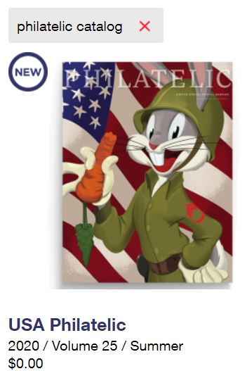 Screenshot Cover USA Philatelic 2020 Summer Volume 25 USPS Bugs Bunny Forever Stamps as of 7182020